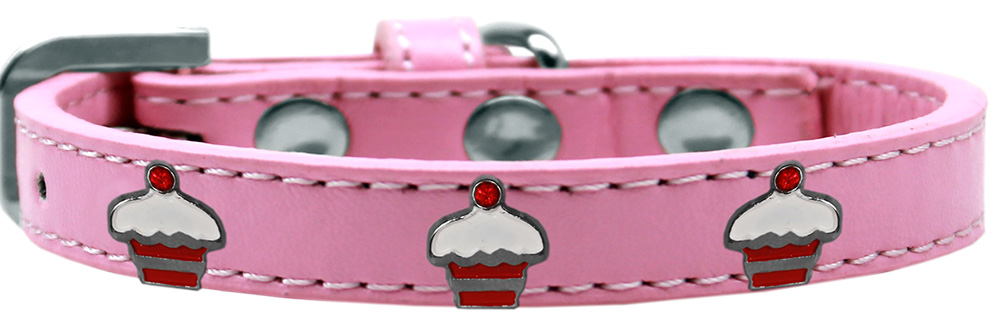 Red Cupcake Widget Dog Collar Light Pink Size 16